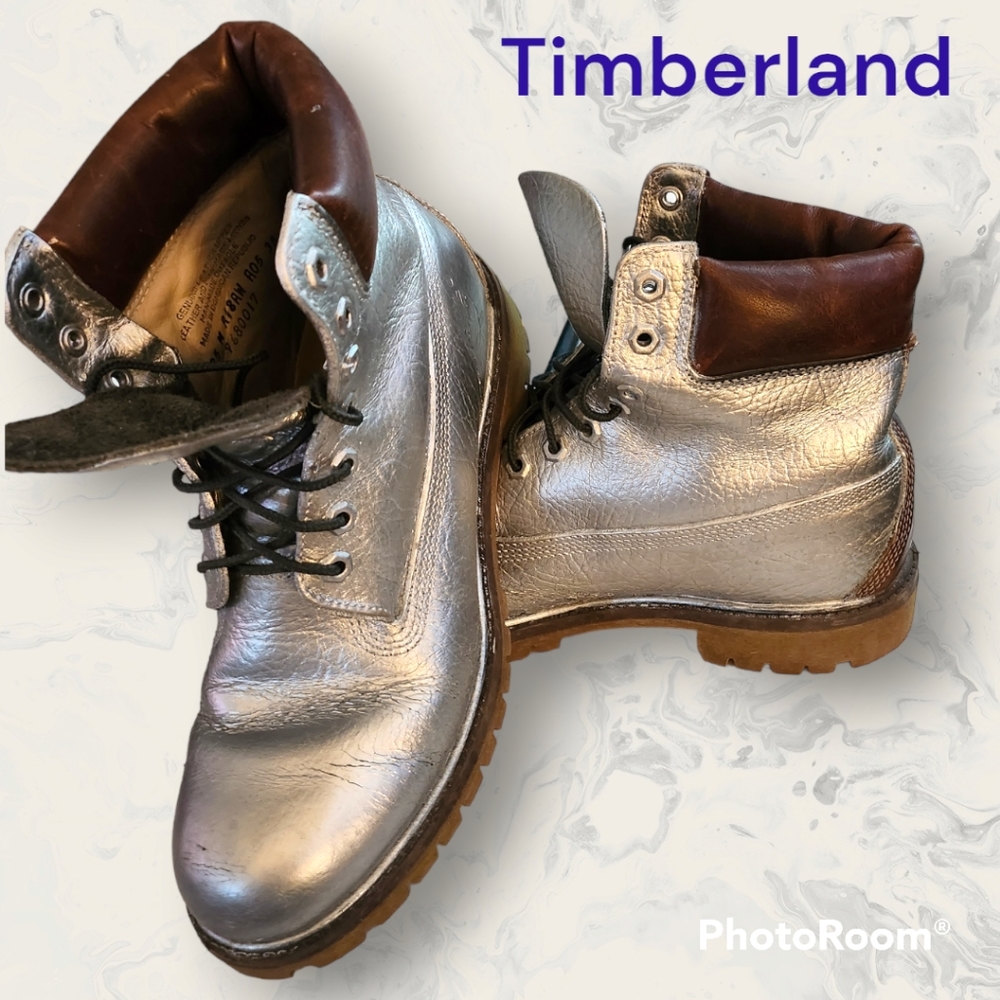 Timberland Custom Painted Silver Size US 9.5